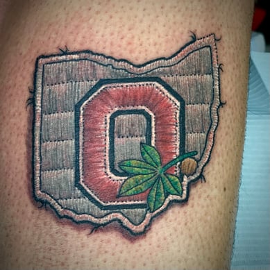 ohio state buckeye patch tattoo