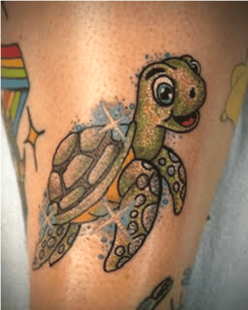 Glitter Turtle Tattoo