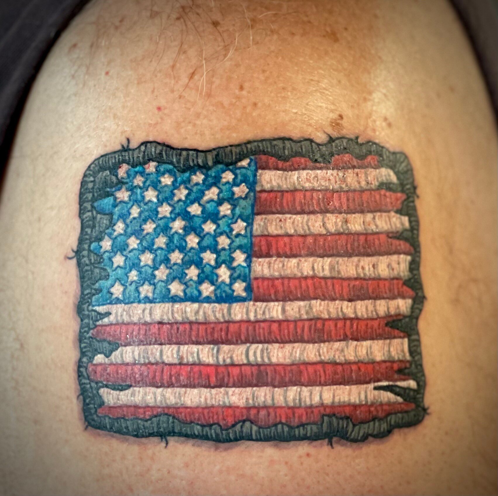 Patch Tattoo Examples - American Flag Patch Tattoo