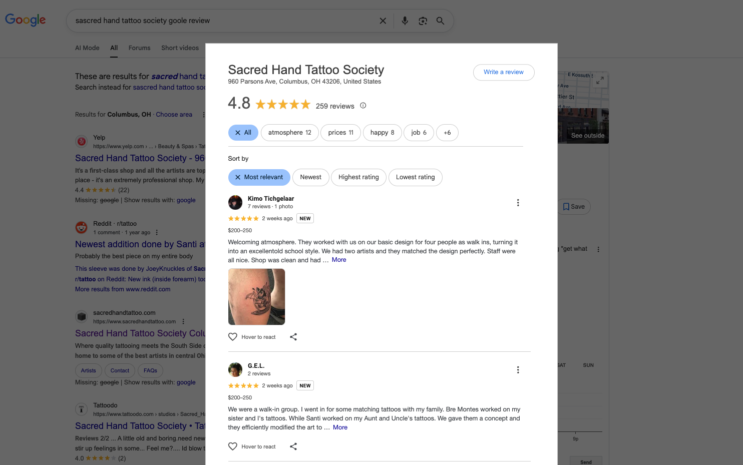 Sacred Hand Tattoo Society Reviews