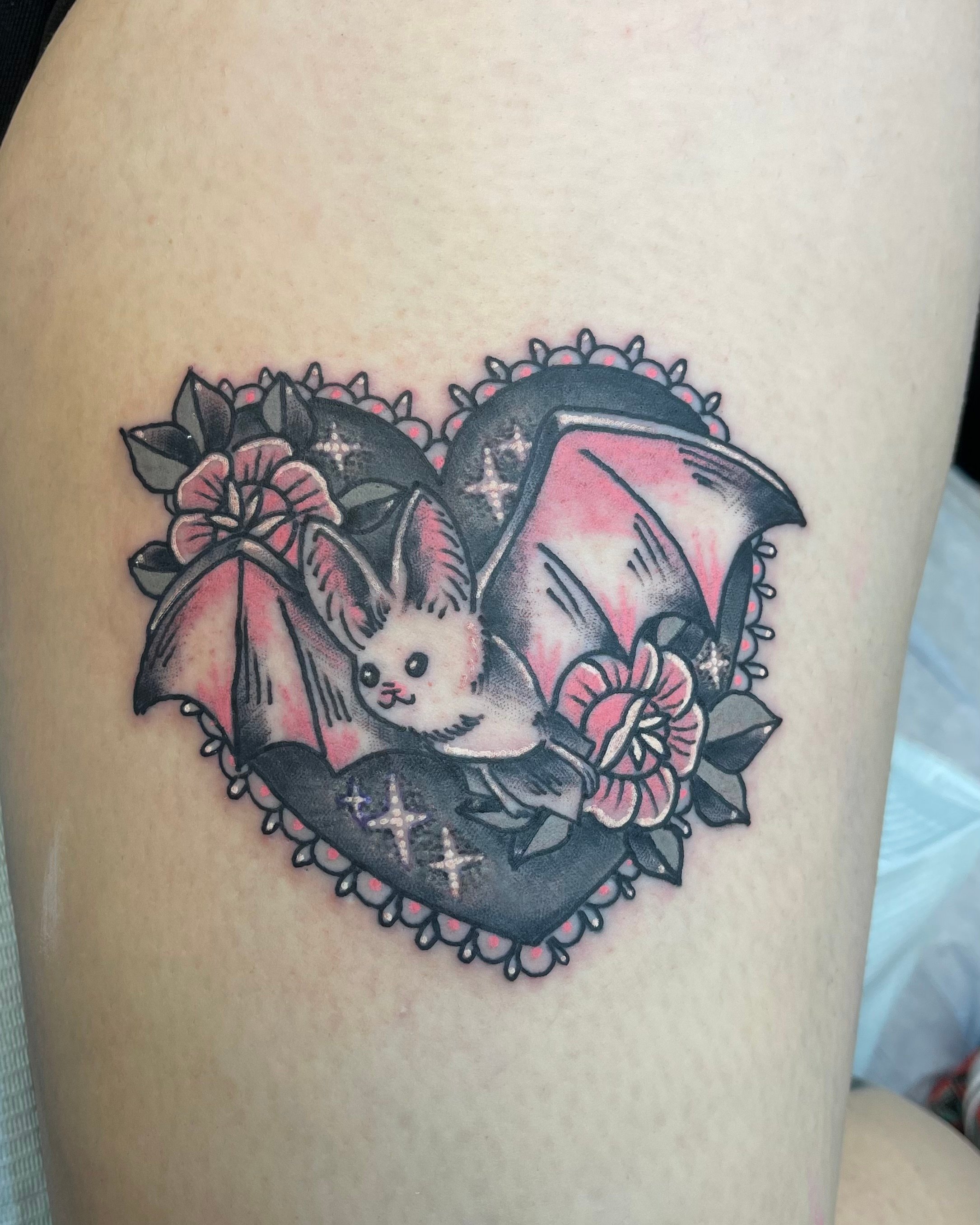 bat and heart tattoo