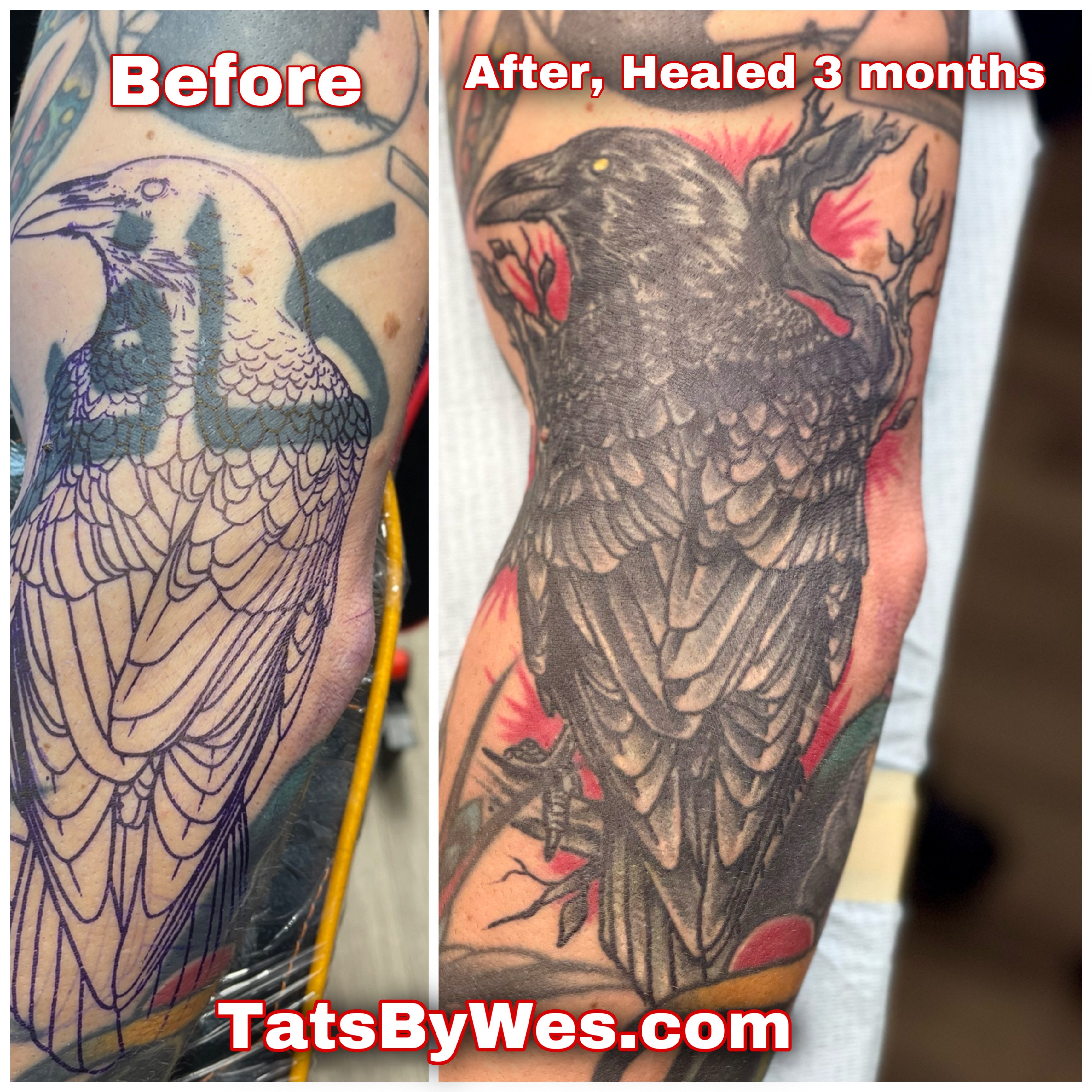bicept elbow coverup tattoo