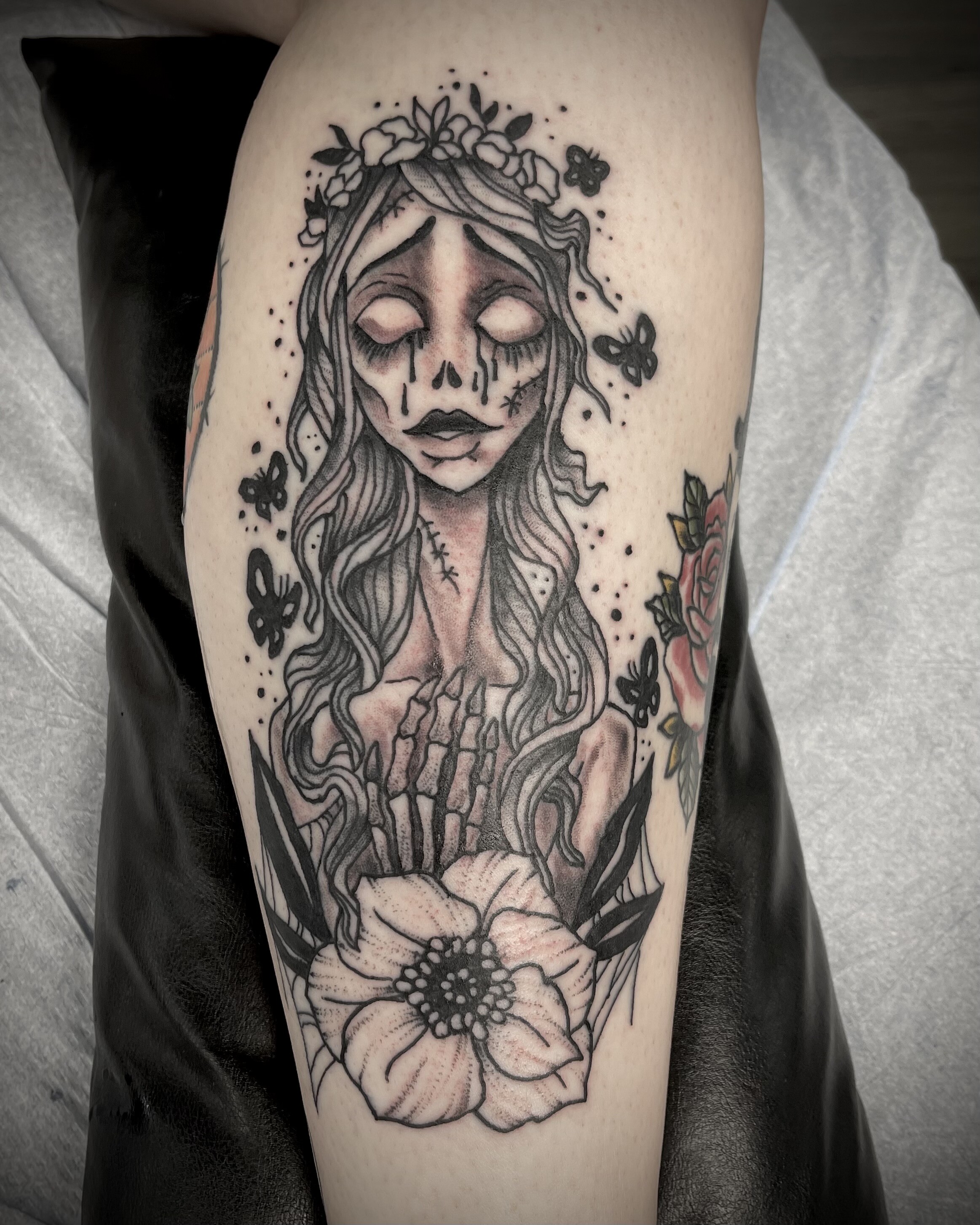 black and grey tattoos for women - bride of death