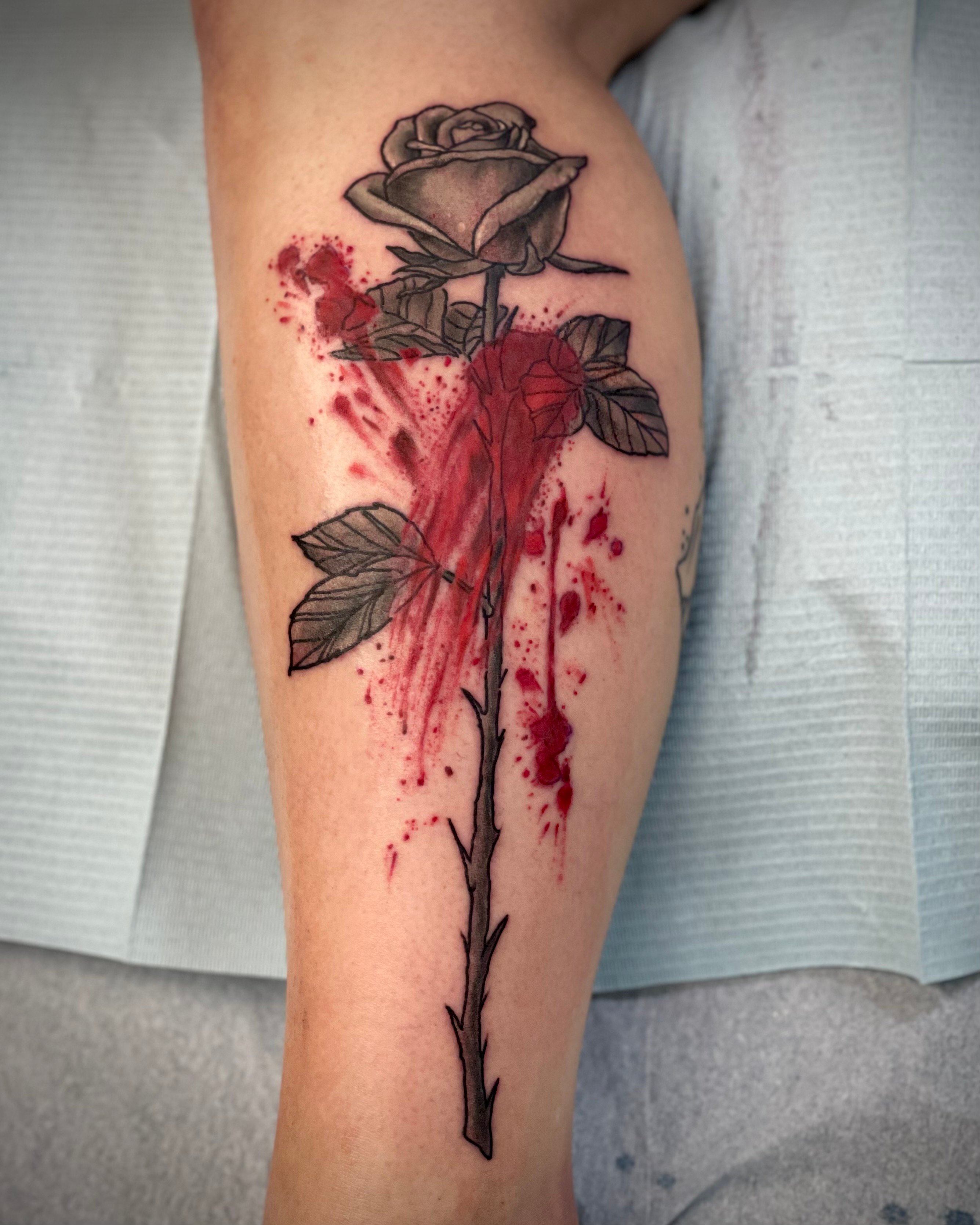 blood rose tattoo