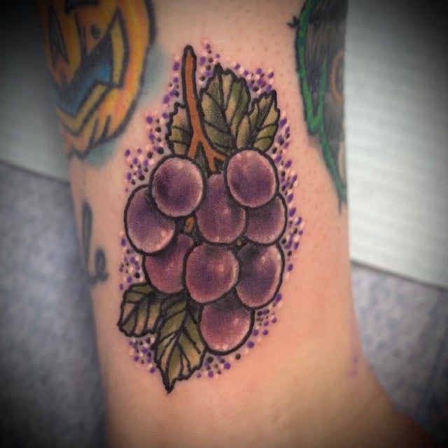 full color grapes tattoo