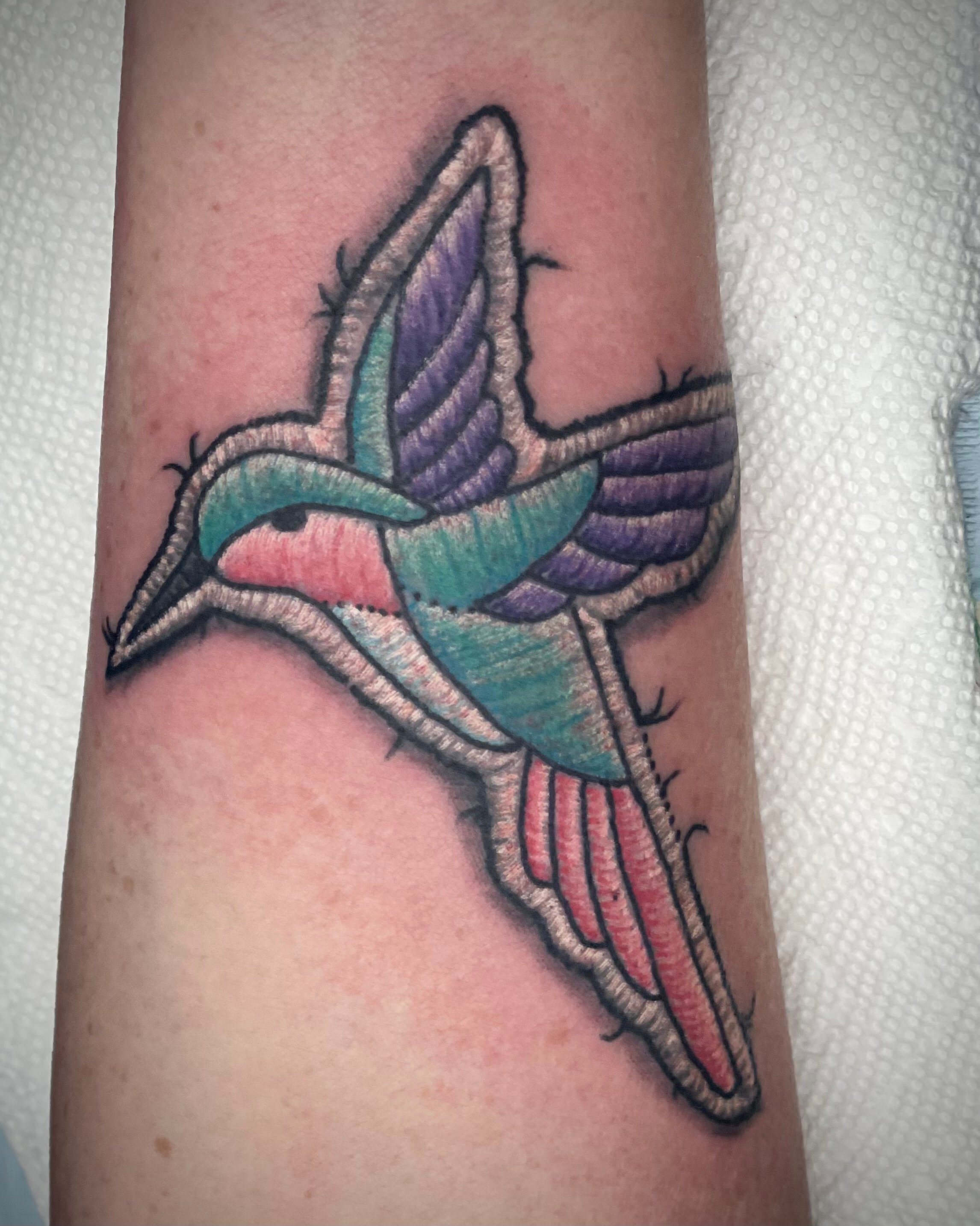 humming bird patch tattoo