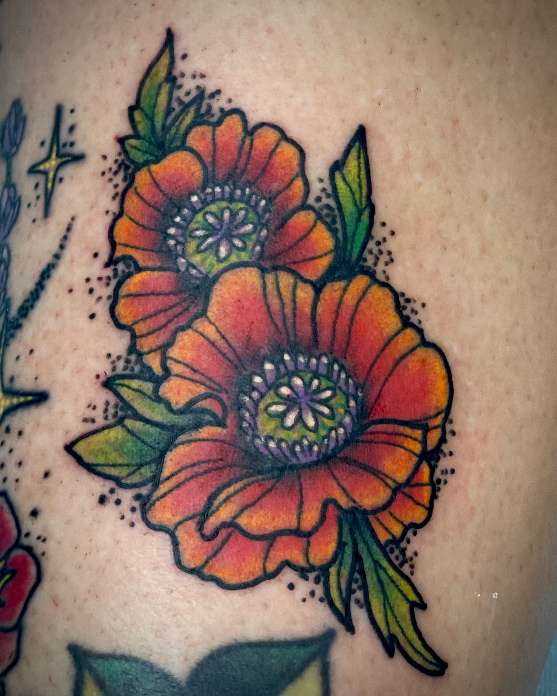 small flower tattoo color