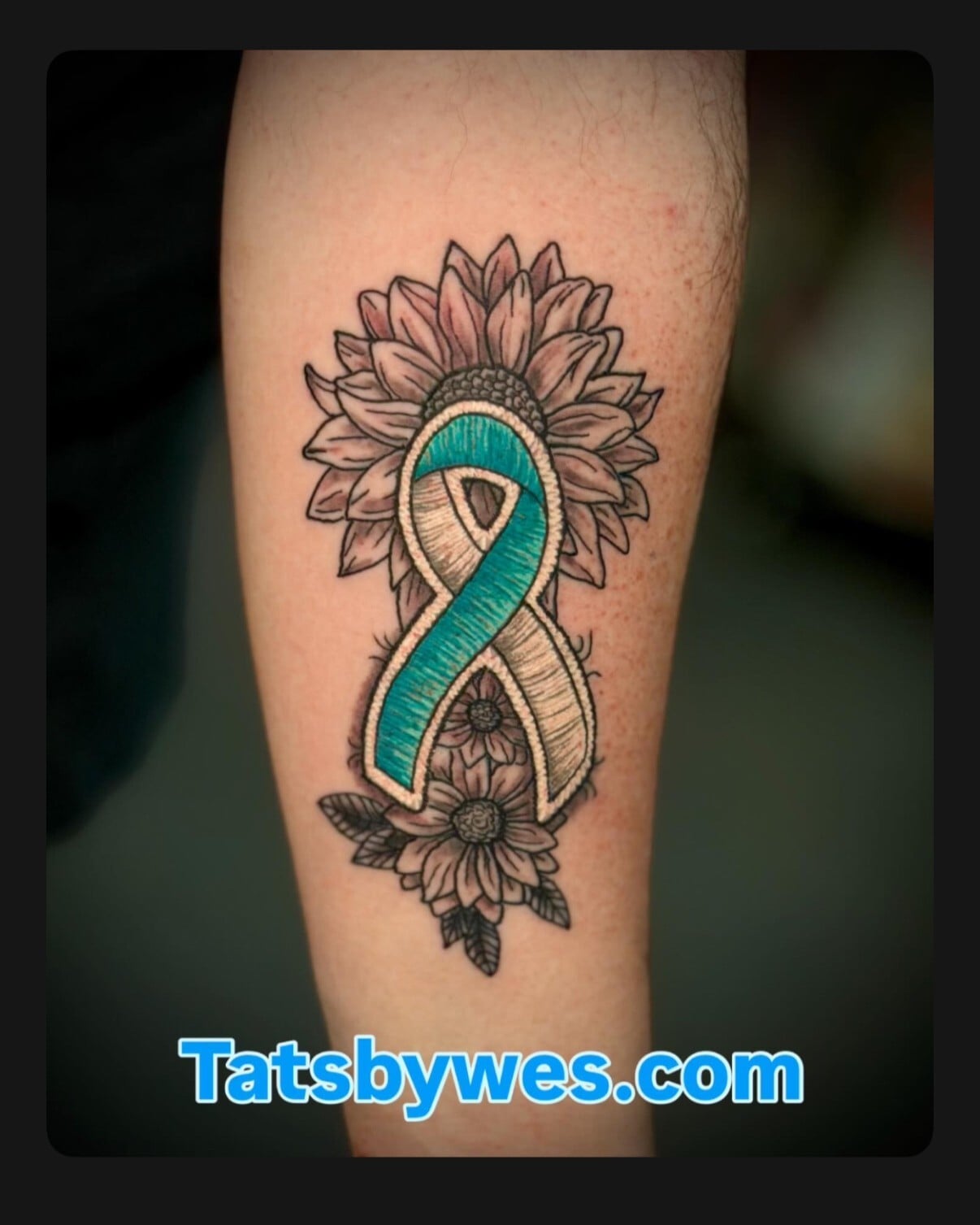 Cervical Cancer Ribbon Tattoo