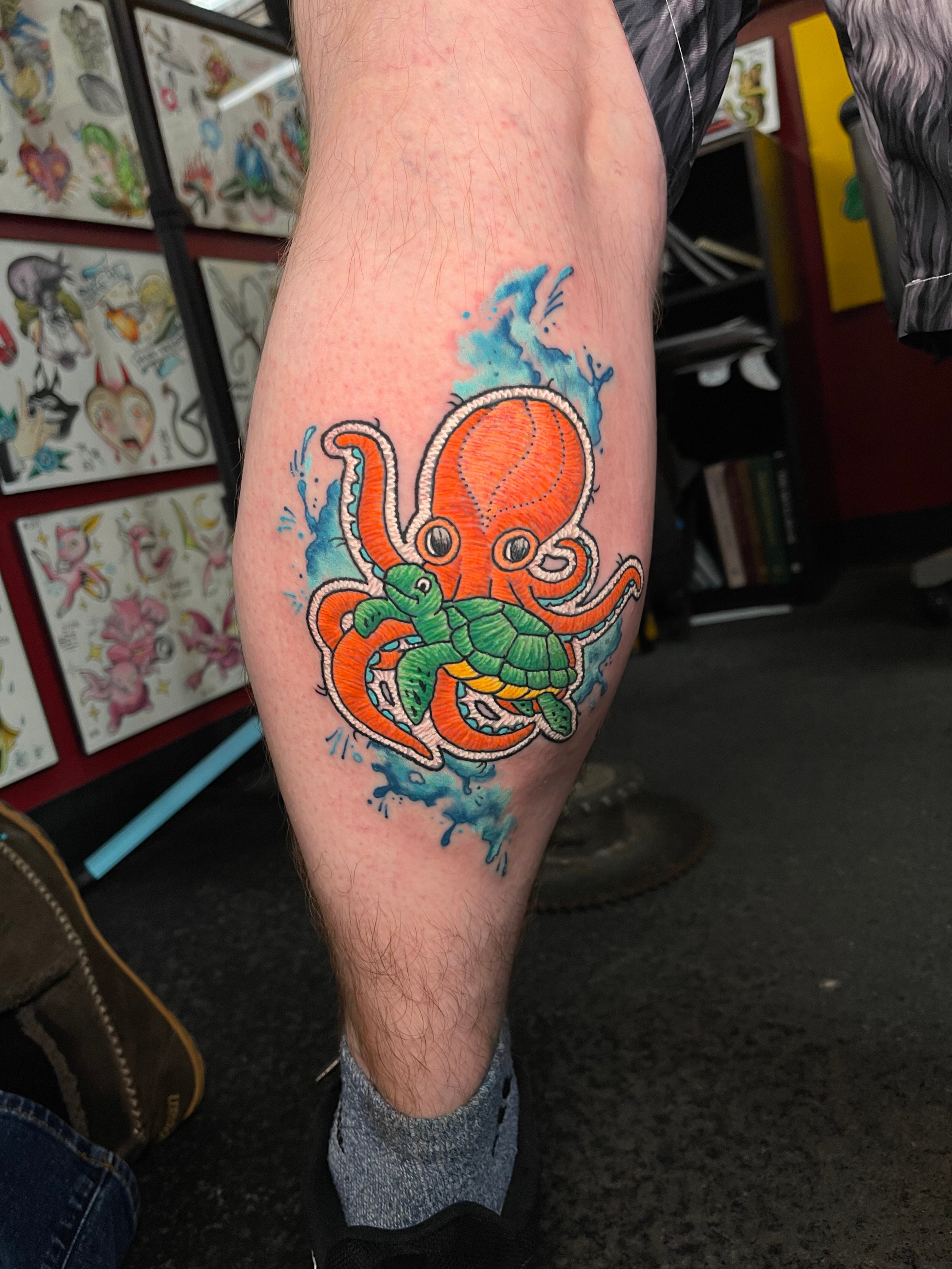 Octopus & sea turtle Patch Tattoo