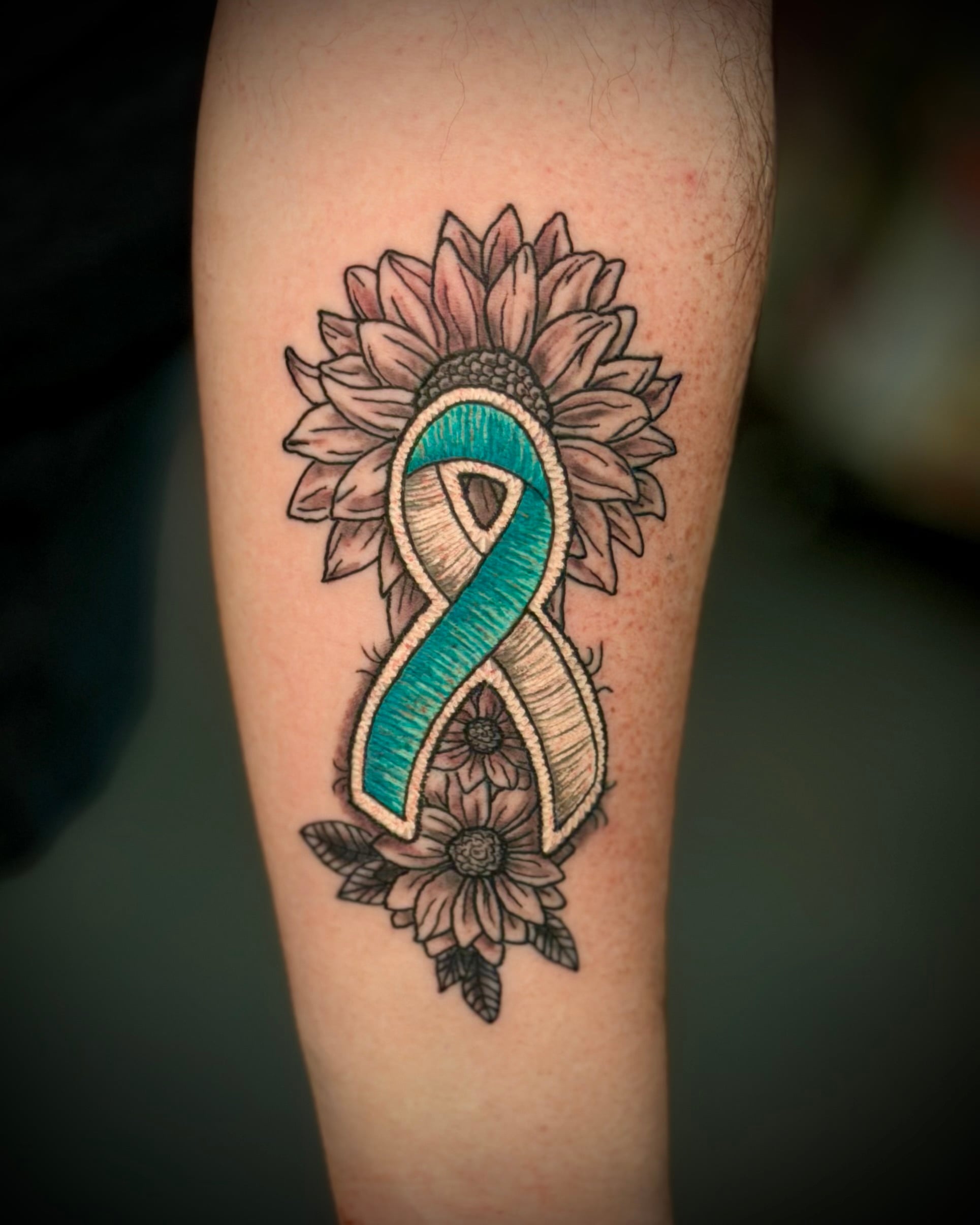Cervical Cancer Ribbon Tattoo