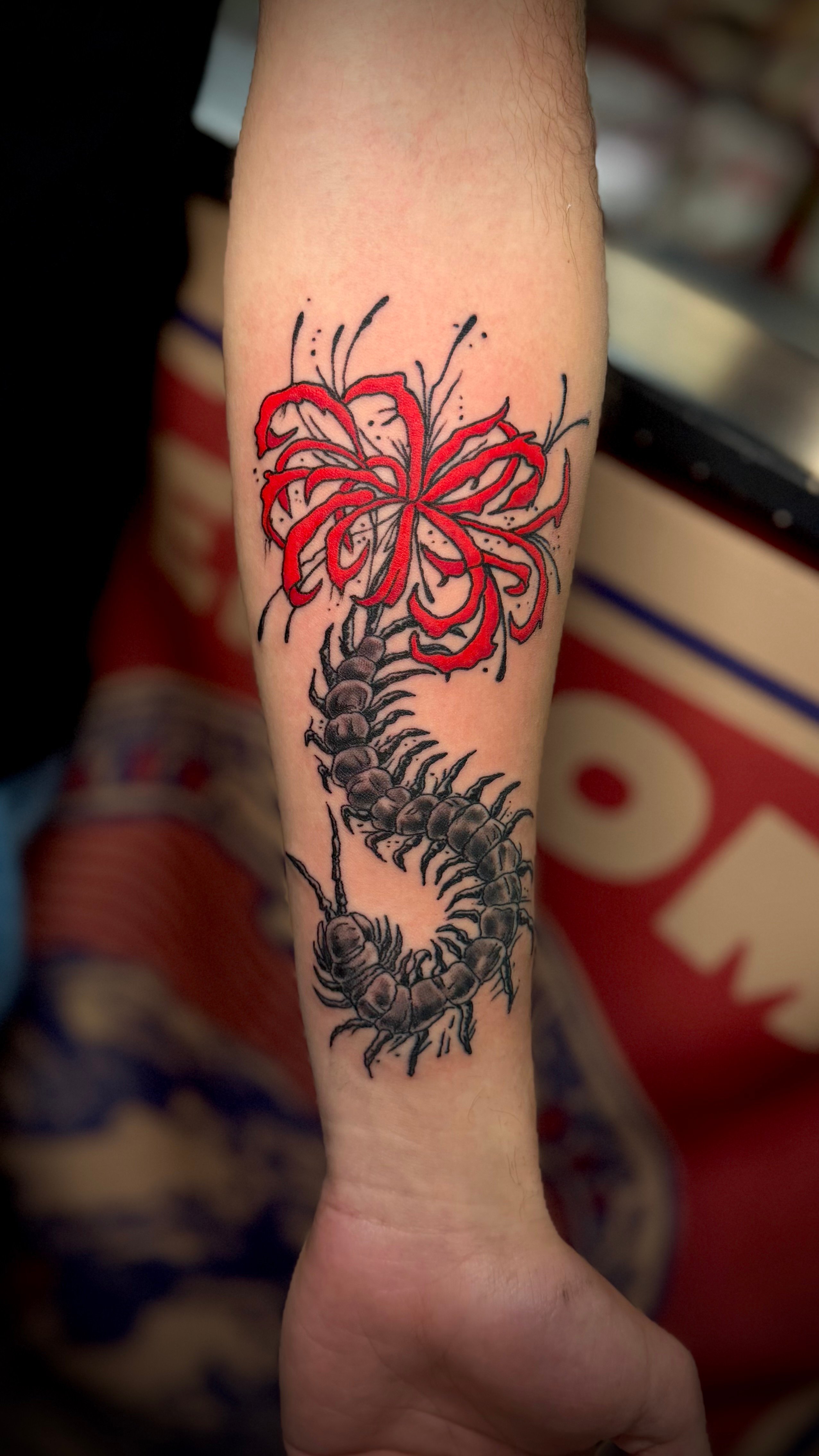 Spider lily and Centipede tattoo
