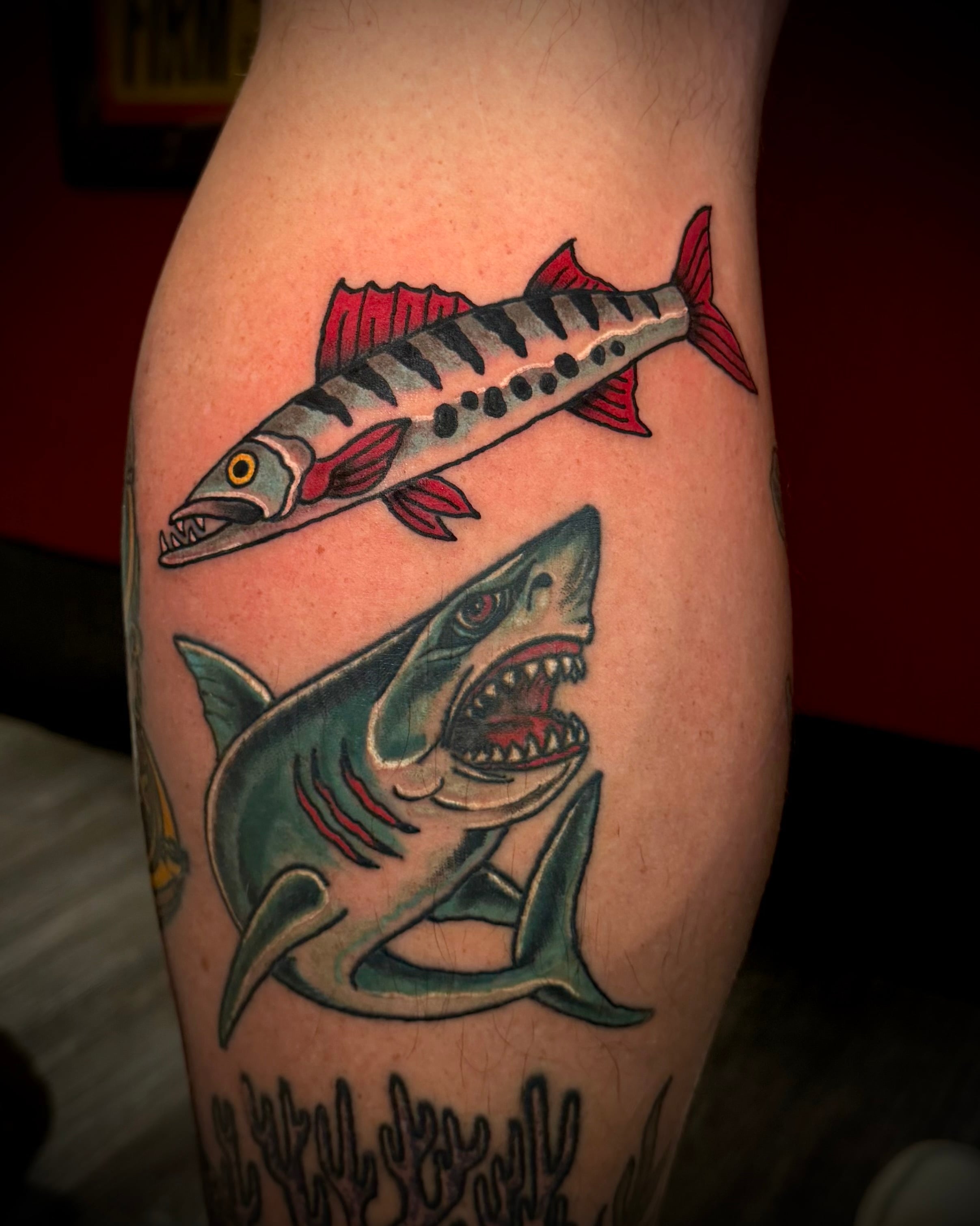 Barracuda and Shark Tattoo