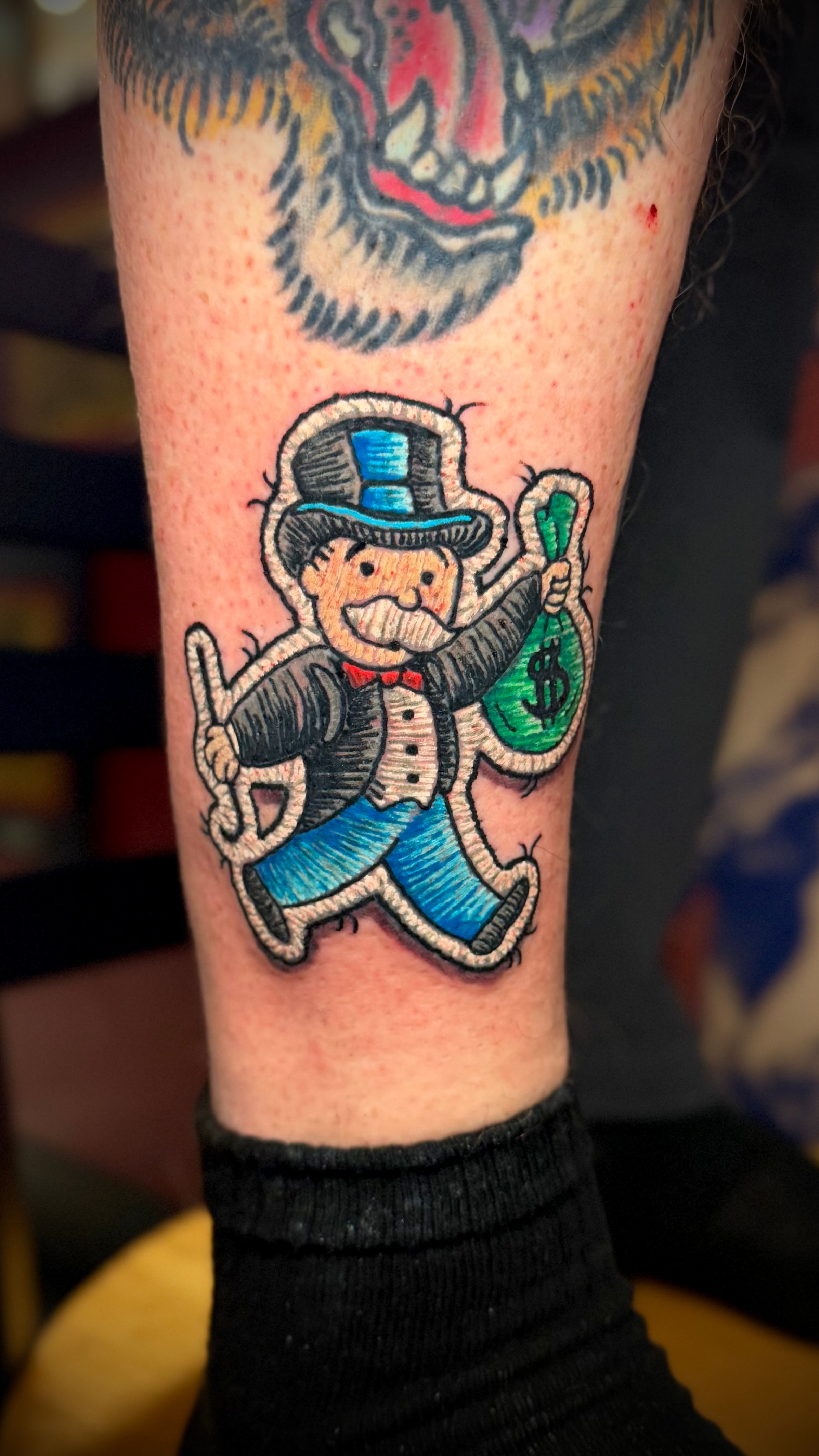 Monopoly Man Patch Tattoo