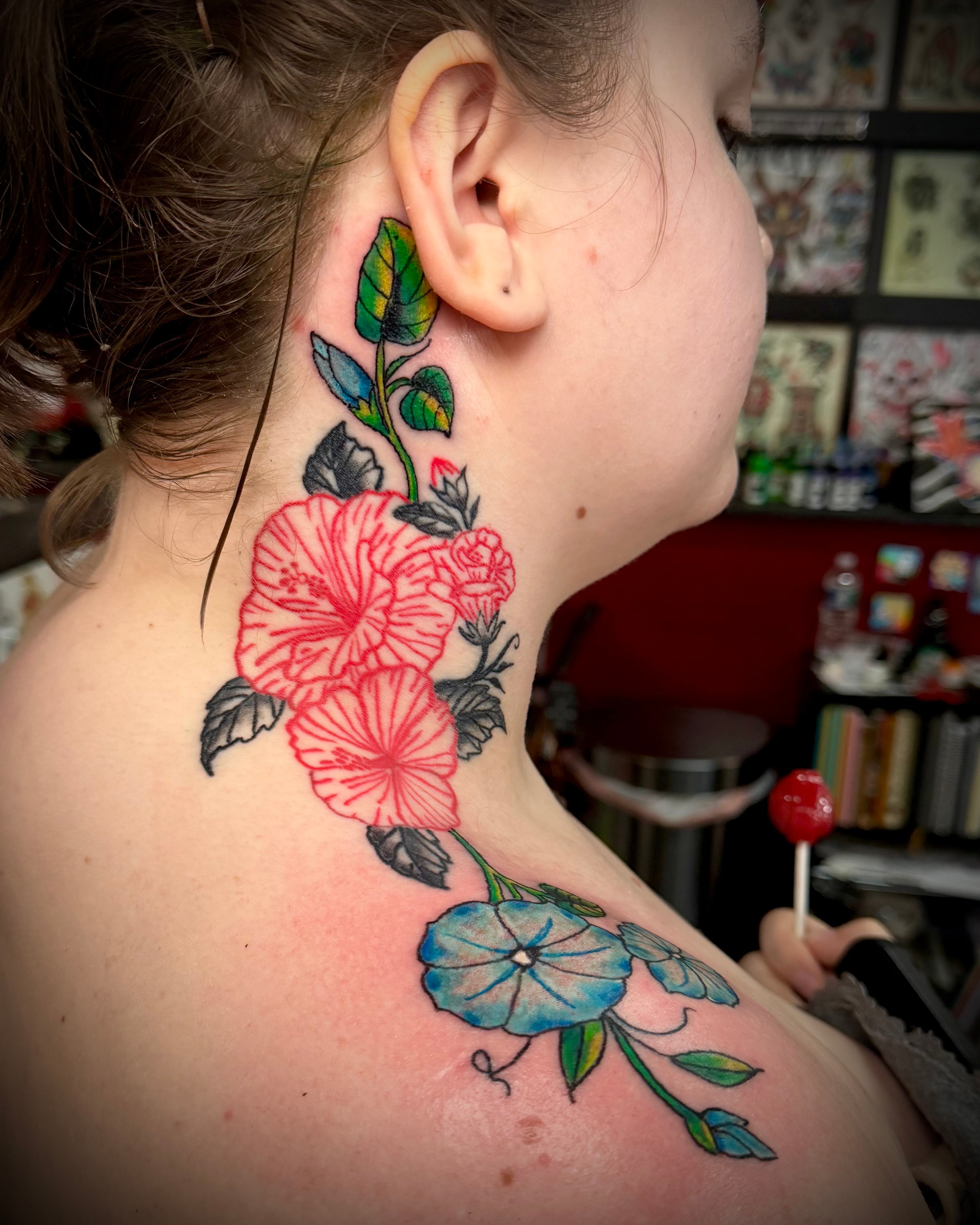 Floral Neck Tattoo