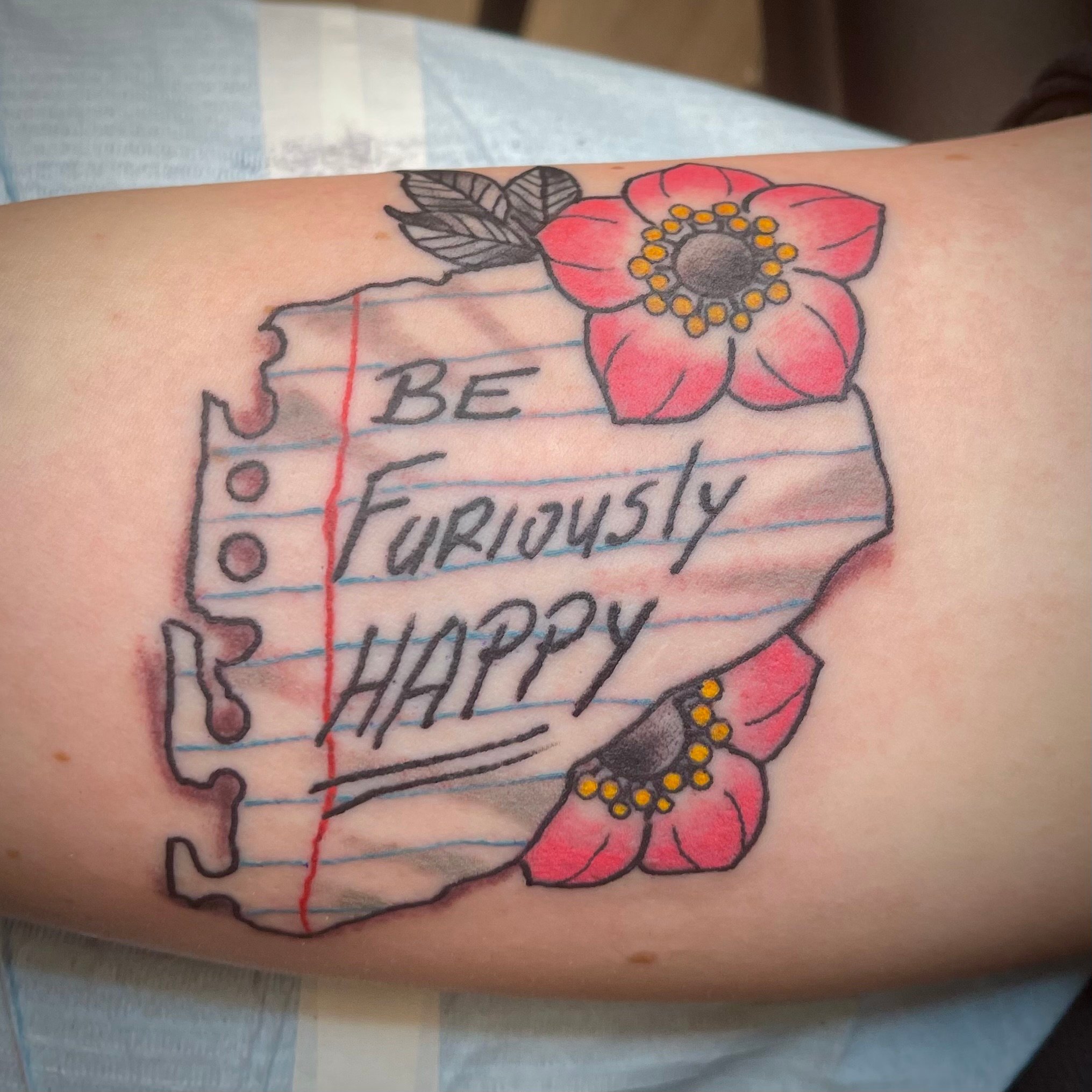 Tattoos For Women - Be Furiously Happy Note