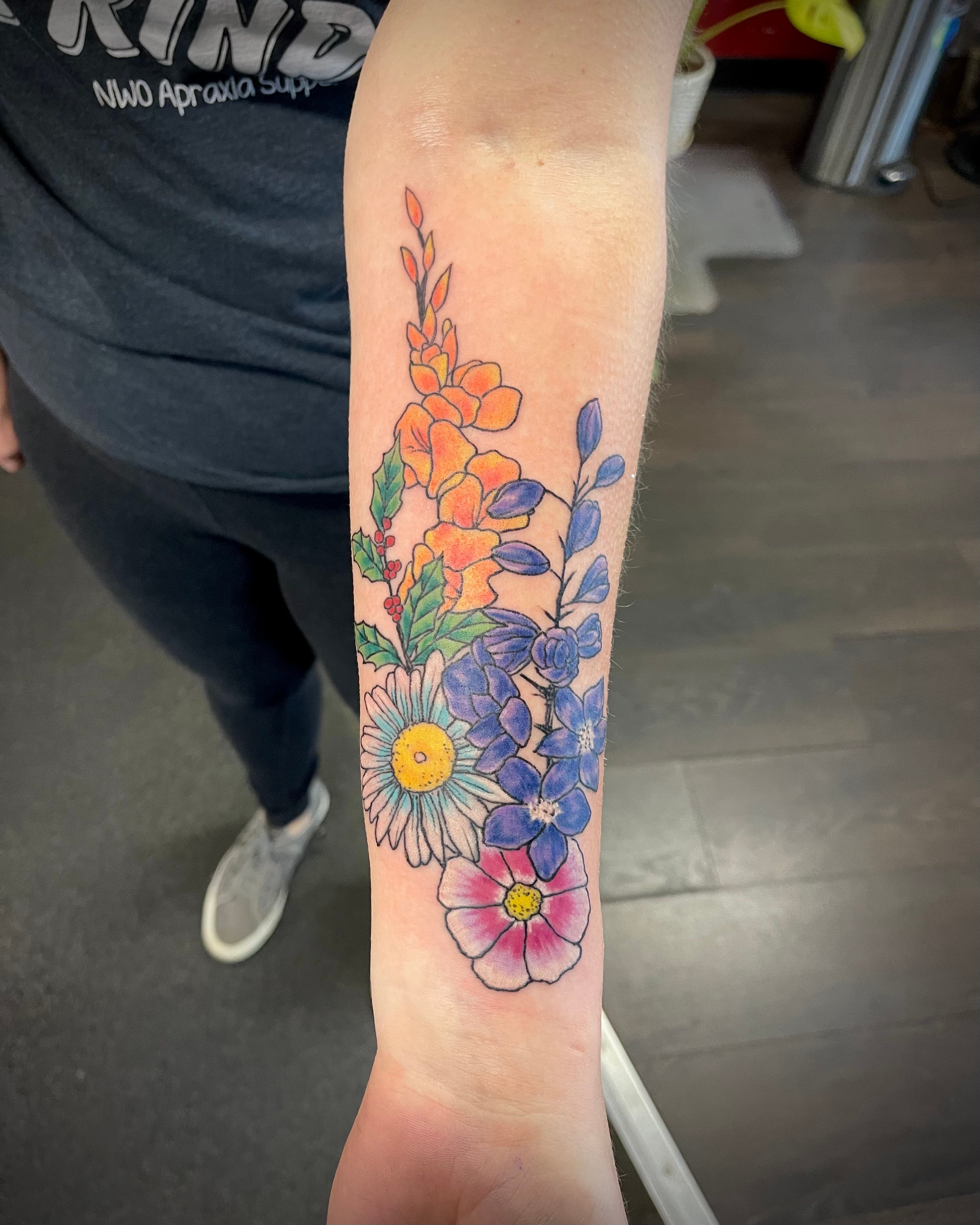 Tattoos For Women - Colored Flowers