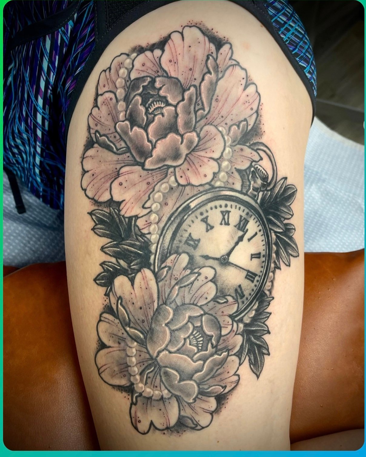 Tattoos for Women - Flowers anb Clock