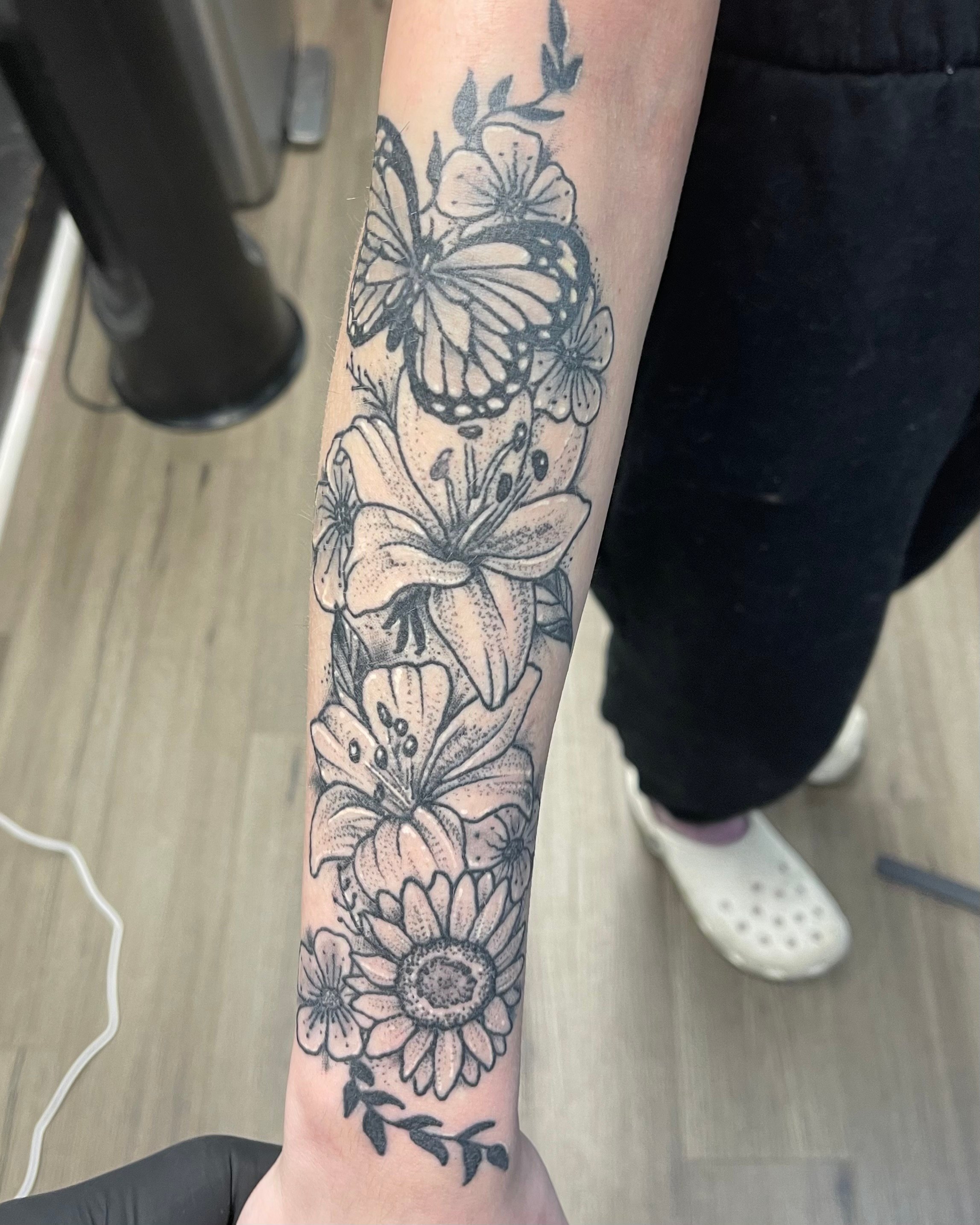 Tattoos for Women - flower forearm sleeve